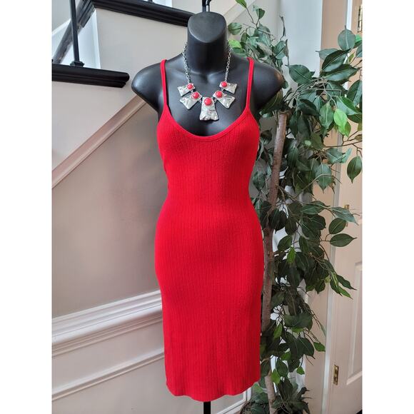 Windsor Knit Bodycon Dress Women Size Small Red Sleeveless Crisscross Back - Picture 2 of 9